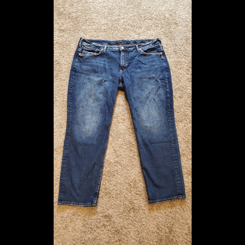 Women's Silver Jeans Plus Size 20 x 27 Boyfriend Dark EUC